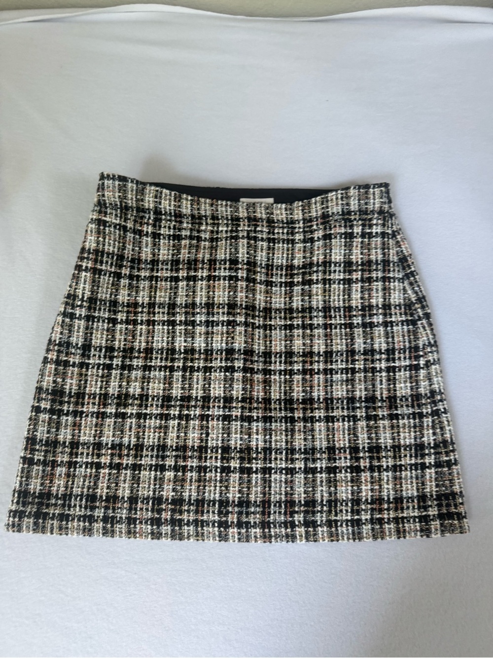 LOFT Black, White & Brown Tweed Mini Skirt